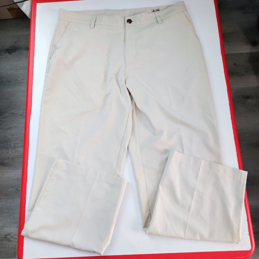 Adidas ClimaLite Golf activewear pants lightweight cream colour men's size 36x32